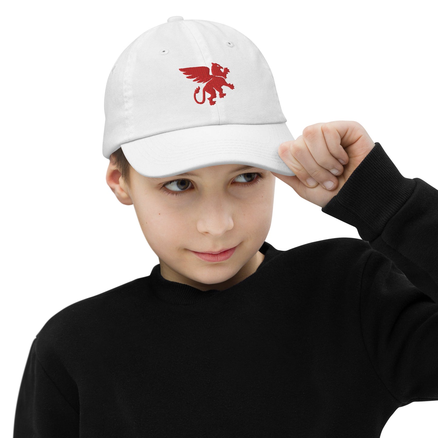 Red Embroidered Griffin Youth baseball cap